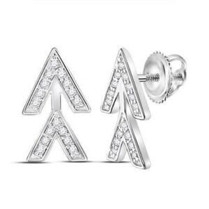 Diamond Stud Earrings Arrows 10k White Gold Screw Back